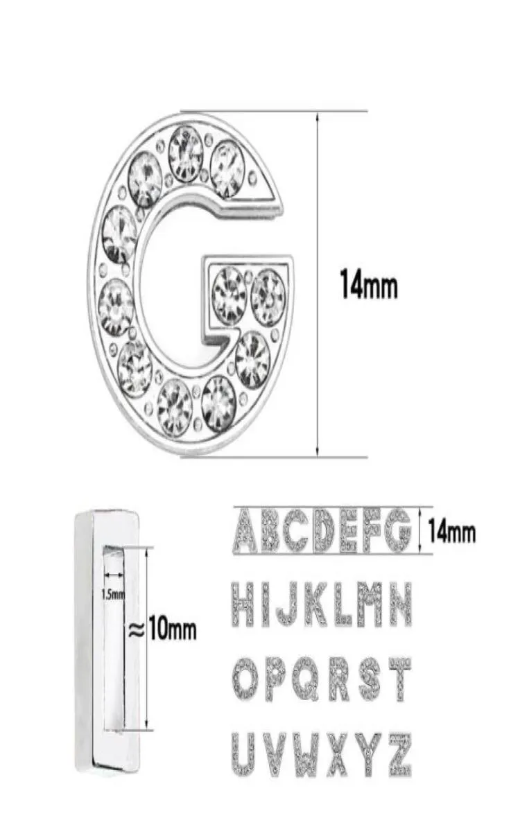 1300pcslot 10mm AZ Bling full rhinestones Slide letter Charms DIY Alphabet fit for 10MMdiy wristband keychains9708684