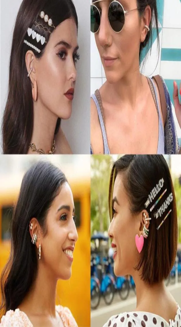 Hoop Huggie Chic Style No Pierce Women Pearl Ear Cuff Jewelry Natural Stone Lapis Kościa małe kolczyki14256477