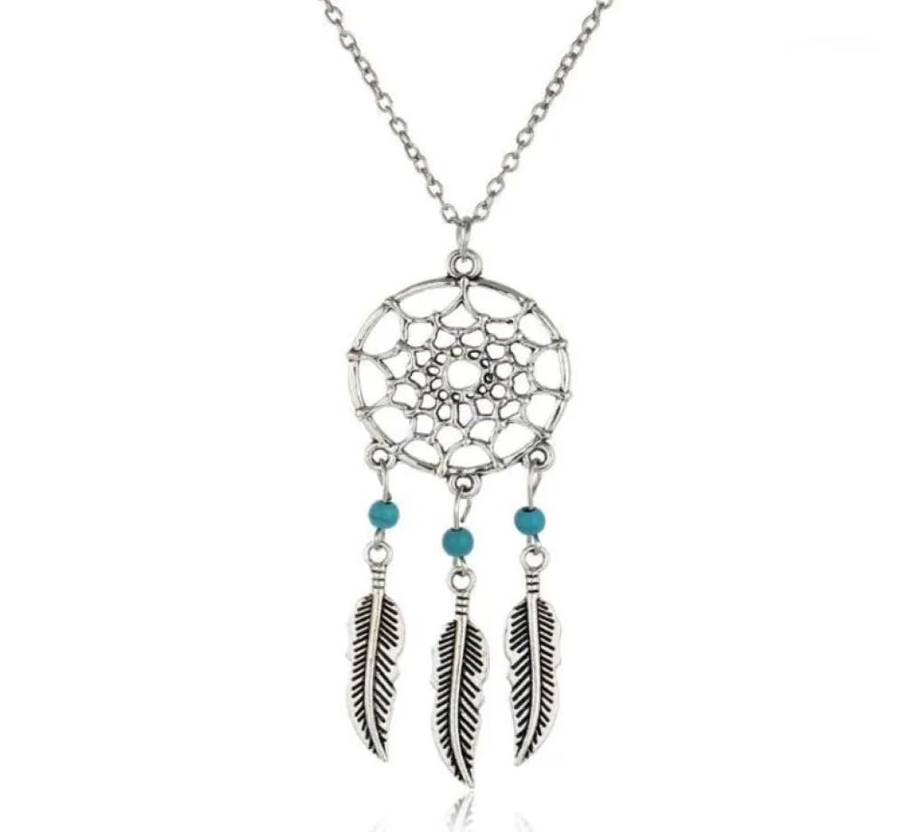 WholeAncient Argento Colore Lega Ragazza Chian collane per le donne Vintage Corea Dream Catcher Foglie Collana con pendente Gioielli co5938403