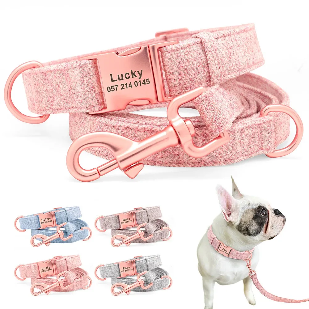 Entrenamiento para perros Obediencia Collar personalizado Nylon personalizado Nombre grabado ID ajustable para pequeño mediano grande Chihuahua Pitbull 231212