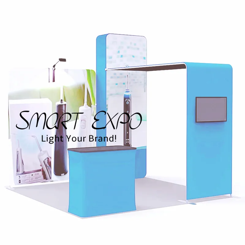 3x3 Portable Exhibition Booth Advertising Display Stand with Aluminum Tube Structure Custom Printing Graphics and Carry Bag