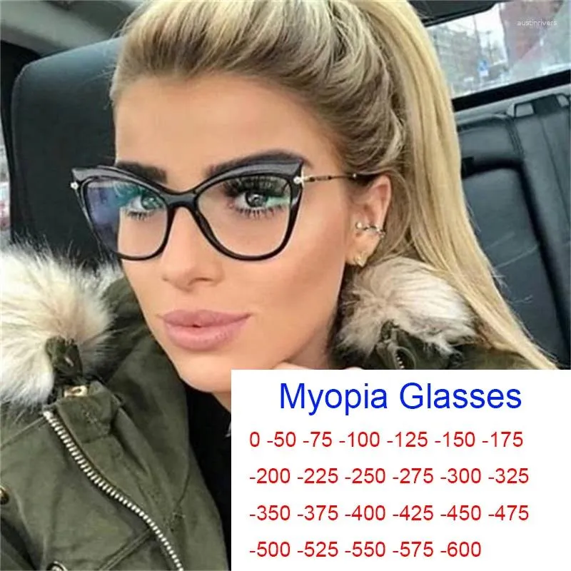 Occhiali da sole Occhiali per computer Miopia Occhiali da vista da donna Anti luce blu Cat Eye Eyewear Occhiali ottici trasparenti Occhiali da vista Gradi