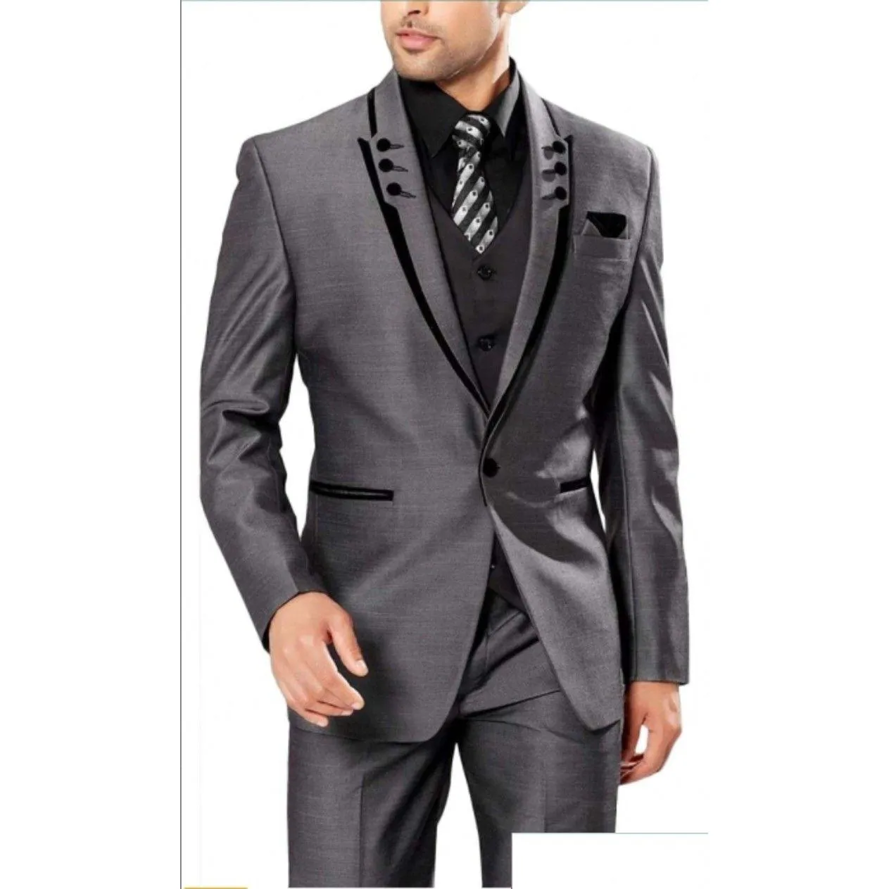 Casamento smoking cinza noivo smoking melhor homem busienss ternos paisley padrinho casamento noivo vestido de baile personalizar tamanho k929 gota de otfjy