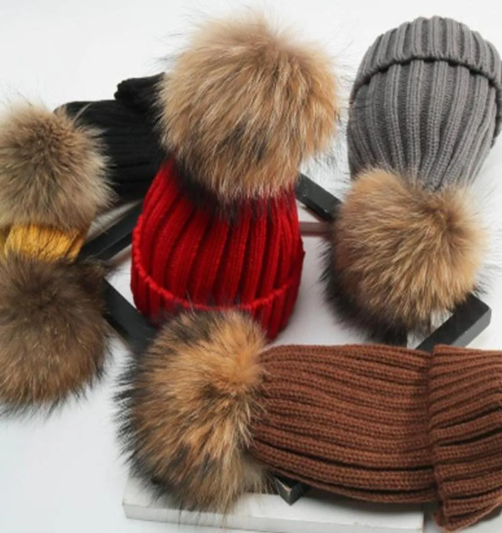 BeanieSkull Caps Donna Ragazza Donna Inverno Berretto lavorato a maglia Cappello da sci Cappello staccabile all'aperto Pelliccia sintetica Bobble Pompon spessi161838395175313