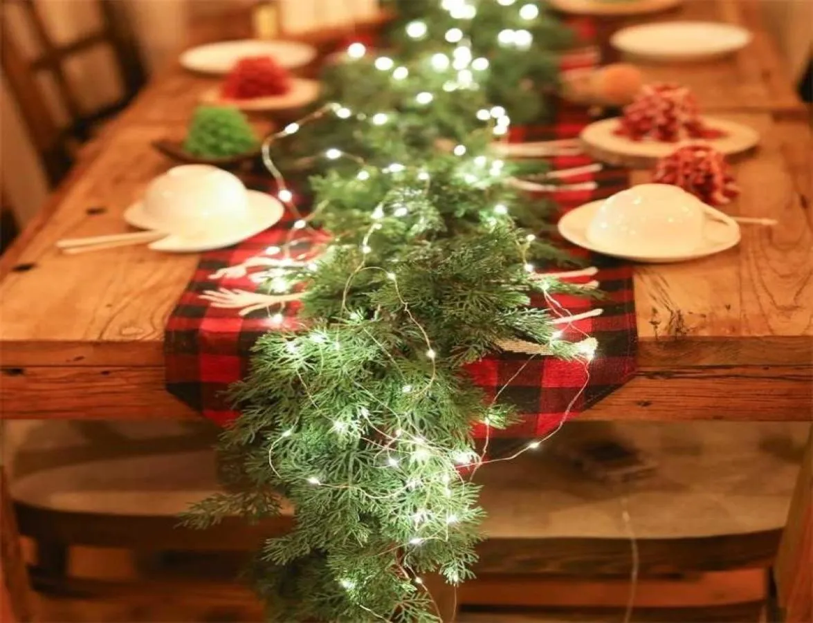 Prelit 18m Christmas Garland Cypress Cypress Cedar Garland Greenery Plant for Xmas Home Homeen Winter Party Decor 211842345467