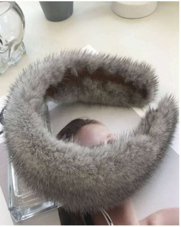 Female Real Mink fur headband Women Genuin Fur Accessories Padded Winter Hair Hoop5151835