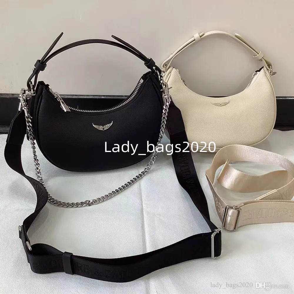 Zadig Voltaire Bag ZV MoonRock Handbag Half Moon Bags Designer Light Pillow Wings研磨革の女性ショルダーバッグリベットハンドバッグクロスボディ財布チェーンハンドバッグ