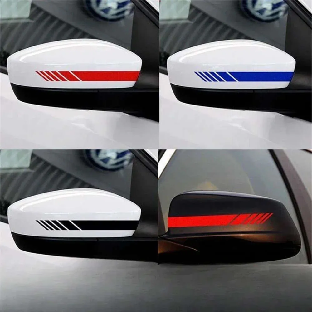 NOWOŚĆ 2PCS Universal Auto Car Sticker Non -Blaking Fashion Kolor Stripe Car Sticker Paski Wyścigowe Podstawowe lusterka