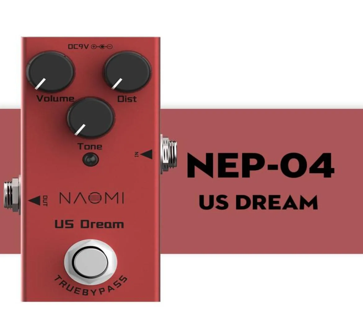 Naomi US Dream Distortion Guitar Pedal Mini Guitar Effect Pedal DC 9V True Bypass för Electric Acoustic Electric Guitar6061122