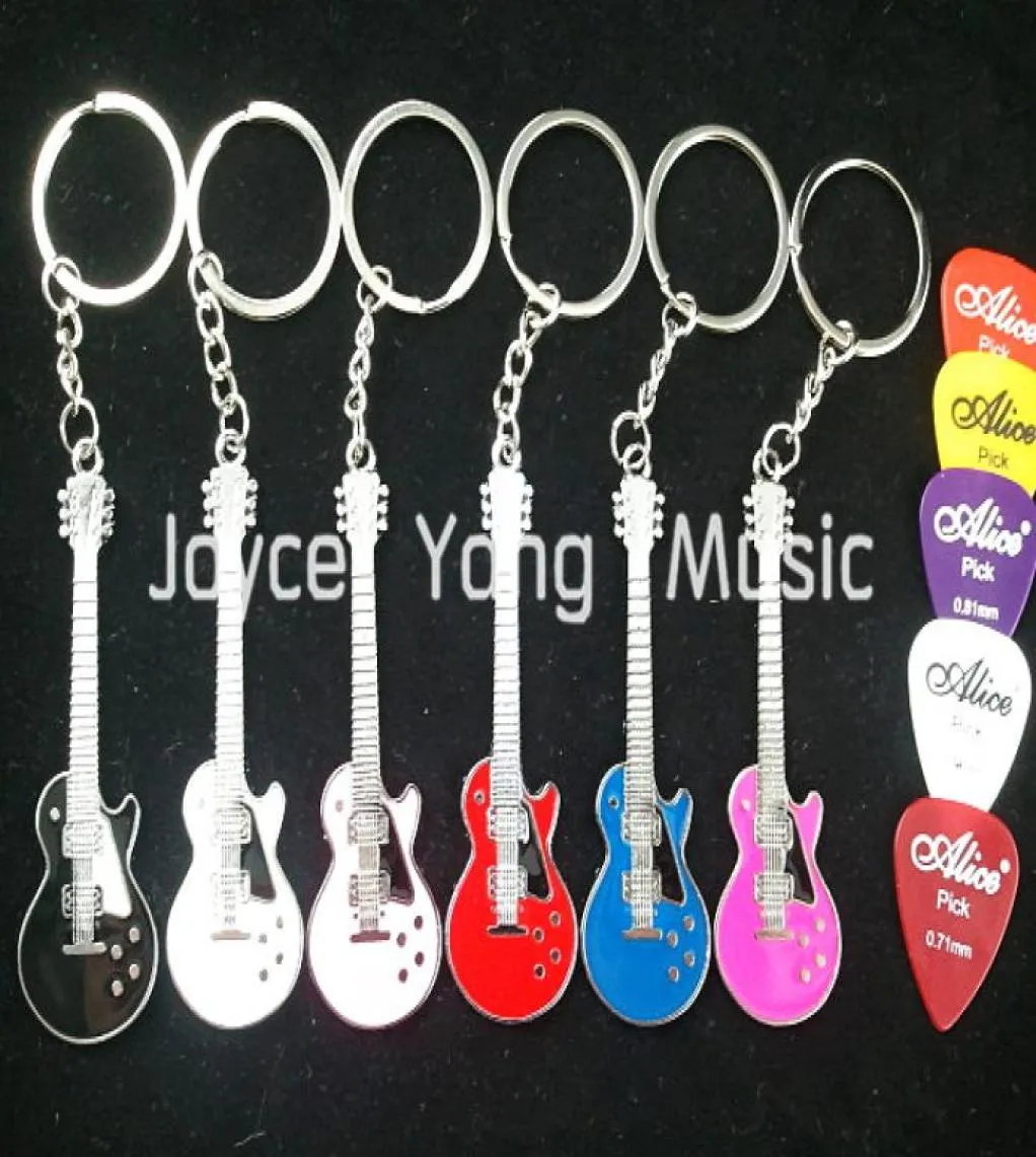 الكثير من 6pcs Lp Style Electric Guitar Keychain50pcs يختار الغيتار الكهربائي الصوتي plectrums wholes4886631