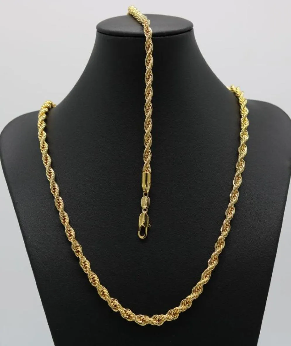 Solid smycken Set Rope Chain 24k Guldfyllt halsbandarmbandkedja män kvinnor 6mm bred ed choker3978063