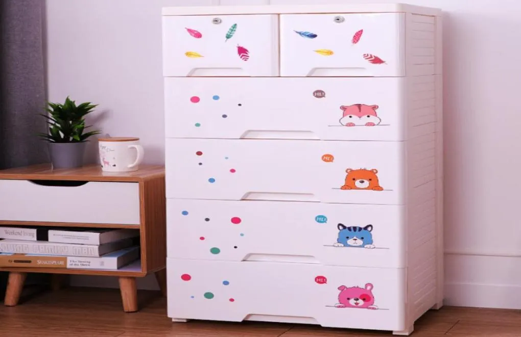 Large Storage Drawer Cabinet For Baby Plastic Children Toy Storage Organizer Drawers Simple DIY Wardrobe Four Layer Cabinet Y11167380415