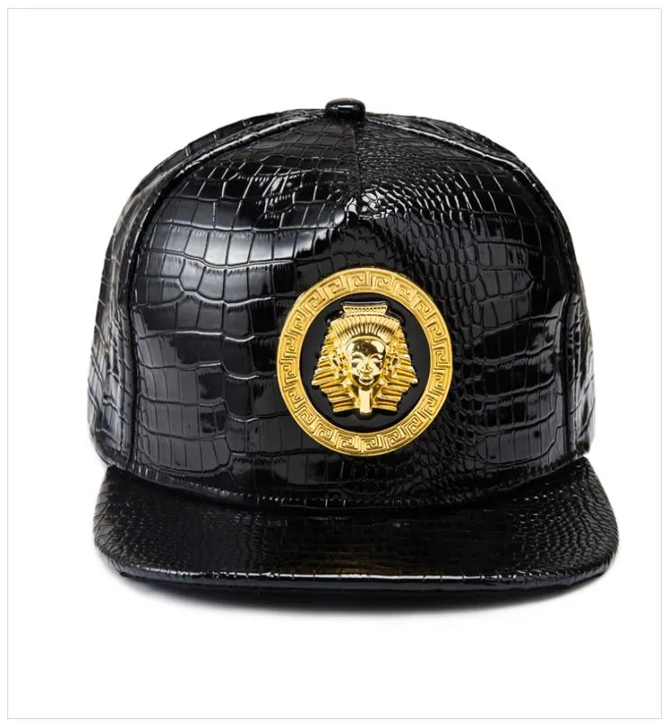 Mısır Firavun Beyzbol Kapı Pu Deri Hip Hop Punk Stil Yasalı Snapback Hat Erkekleri Kadın Serin Çocuk Moda Kapsları1296992