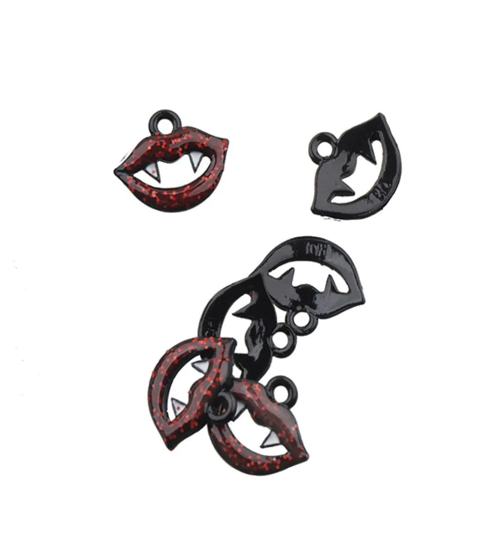 Halloween Charms DIY -komponenter Handikrafter som gör läppvampyr Terror Alloy Epoxy Emamel Black Halsband Armelets Decoration Jewel1694600