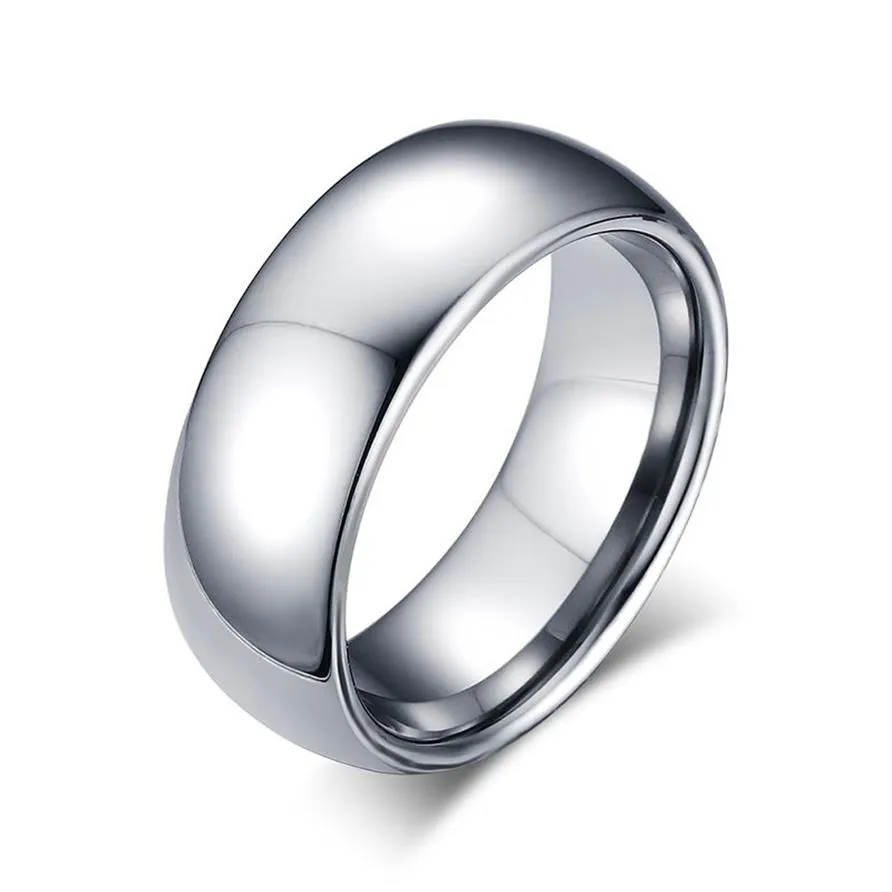 8 mm wolfraamstaal zilveren gewone trouwring eenvoudige belofte ringen Engraving306b