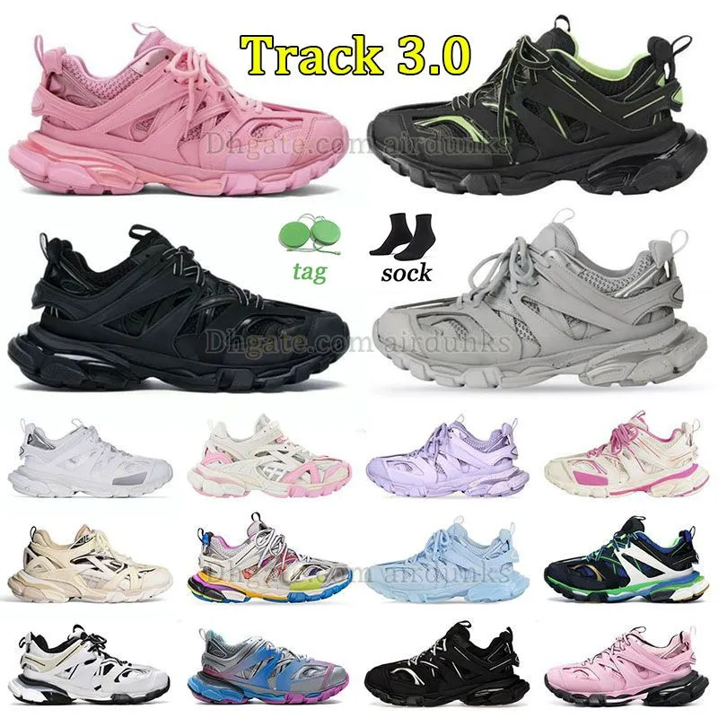 Free Shipping Paris Tracks III Shoes Designer Casual Shoes Luxury brand Track 3 3.0 Men Women pink white black Sneakers Gomma leather Trainer Nylon Printed Platform