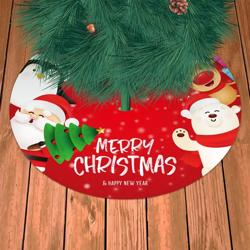 Julgrantkjol 90 cm 35 tum Xmas Trees Bottomdekoration Icke-vävt tygmatta täcker eleganta mattor för nyåret2211