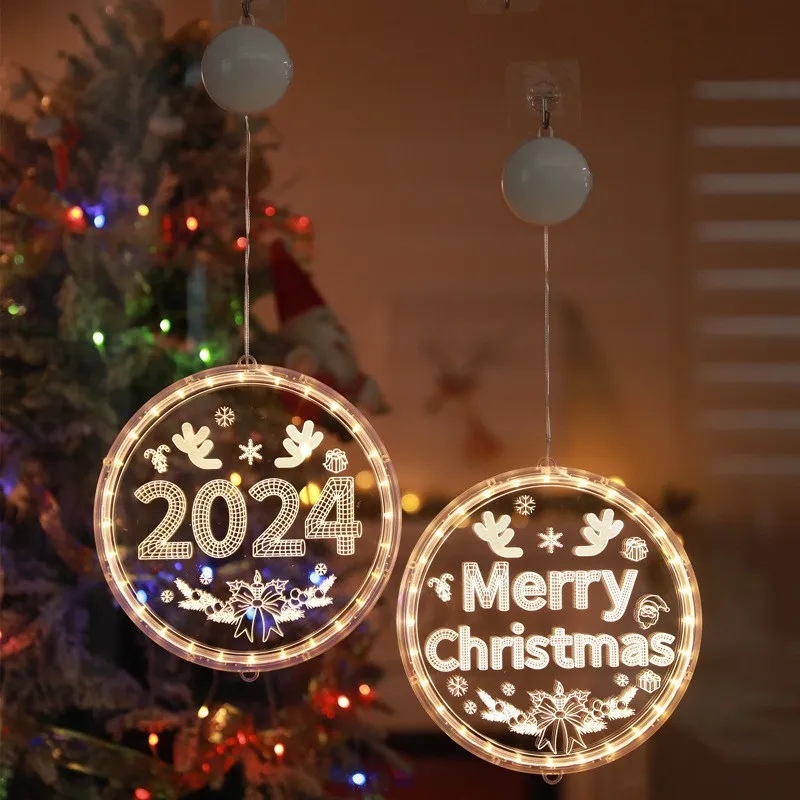 2024 Luci di Natale 16 cm Luci sospese 3D Decorazione della stanza Albero di Natale Luci notturne a LED Disposizione Finestra Stelle Festival Luci Stringa di LED.