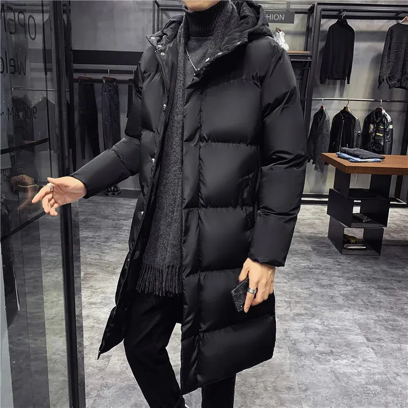 メンズダウンパーカス冬のジャケットメンフード付きカジュアルな長い厚い暖かい男性のアウトウェアコートスリムフィット5xl 231213