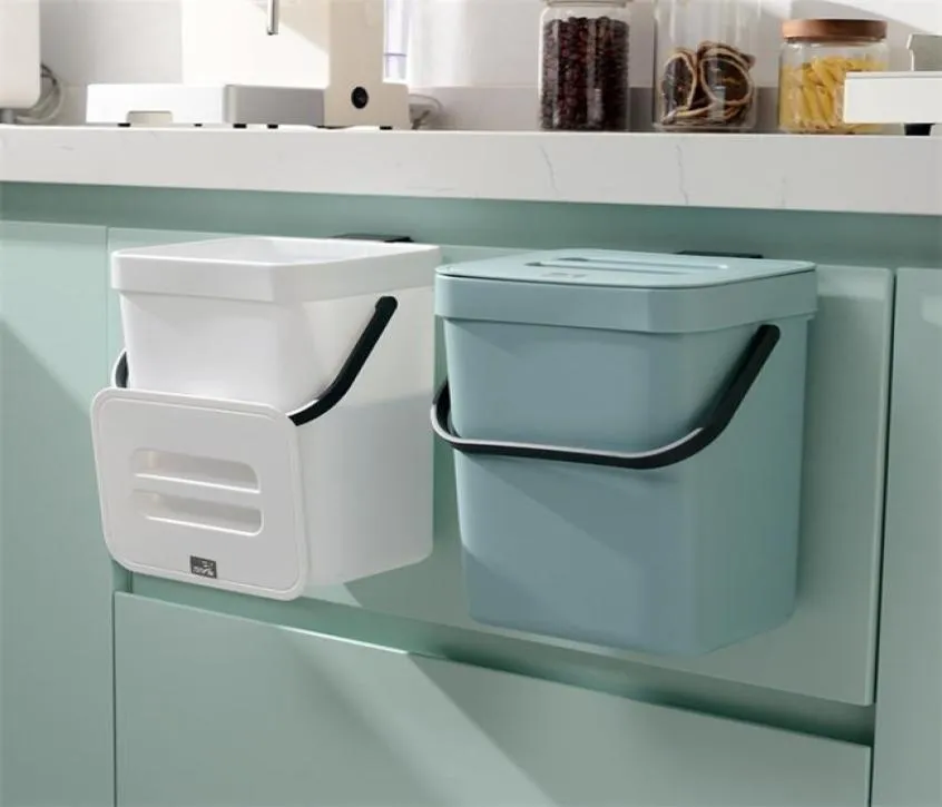 Pattumiera Cucina Cestino sospeso Sigillato con coperchio Forniture per la casa Contenitore per rifiuti alimentari Cestino per compost 5L 2108277463558