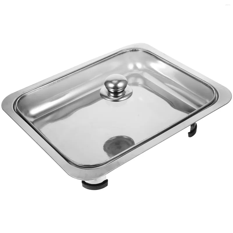 Bandeja de buffet de aço inoxidável, pratos simples, grelha quadrada, suporte de cozinha, metal inoxidável, suporte plano