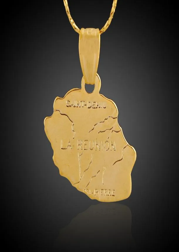 L Ile De De La Reunion Map Bakır Bakır Pirinç Kolye 18K Altın Kaplama Deyrilmesi Takılar Yapma Kolye Asma Mücevherat Özel Promosyon 9569680