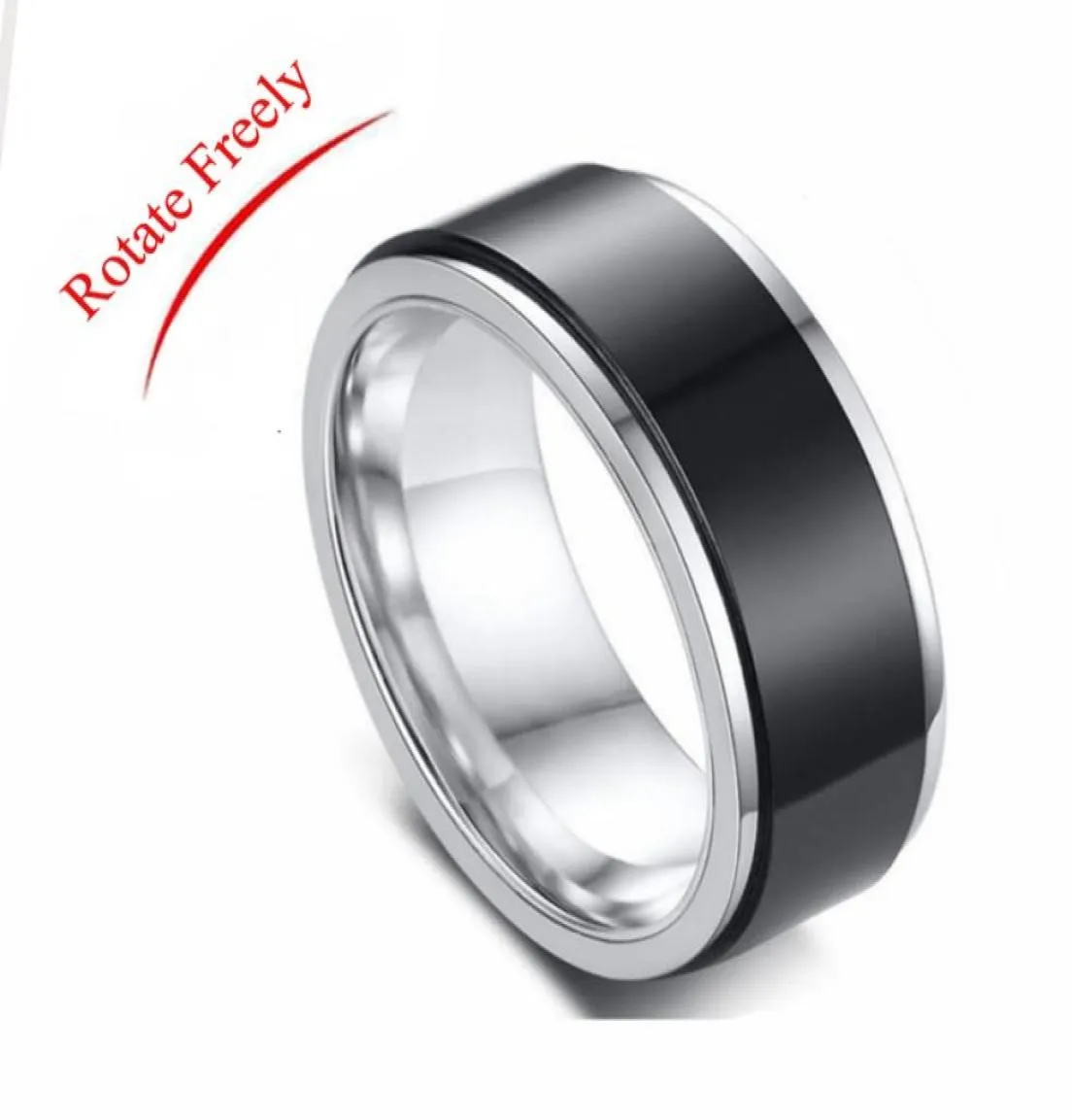 Titanium Steel Spinner Anxiety Ring for Women Men Rotate 8MM Punk Antistress Mens Rings Jewelry Accessories Anillos Hombre9878947