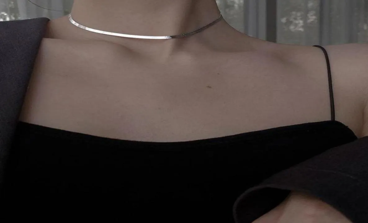 Chains 925 Sterling Silver Custom Bone Chain Necklace Women Temperament Clavicle Simple Choker Trendy Accessories8398748