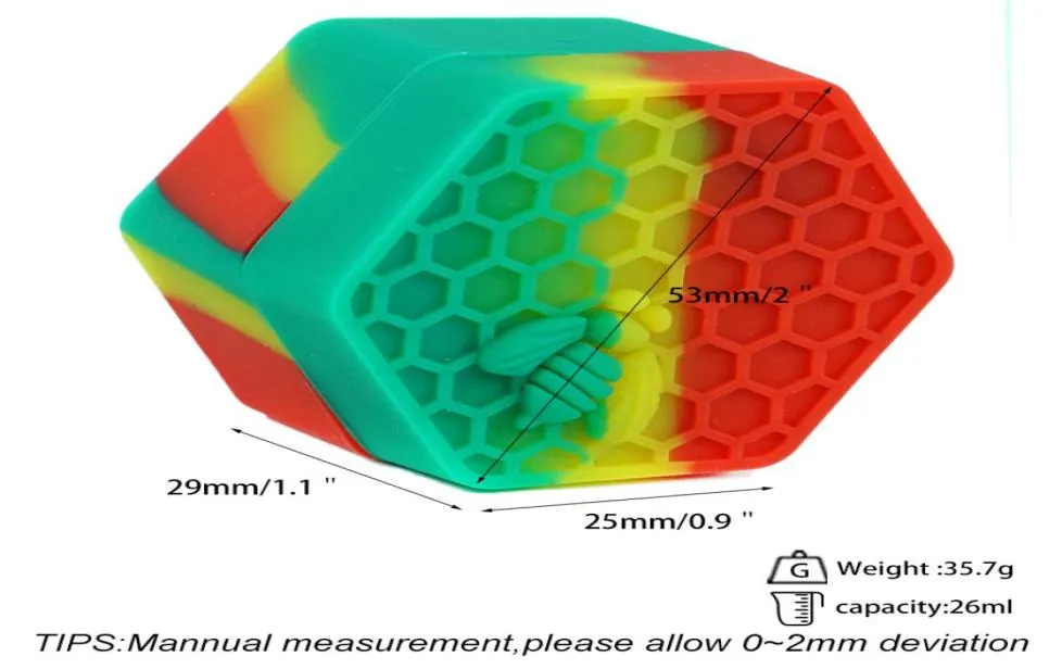 26ml recipiente antiaderente frasco de cera garrafa dab frascos concentrado de silicone recipientes0 forma hexágono para erva seca5301025