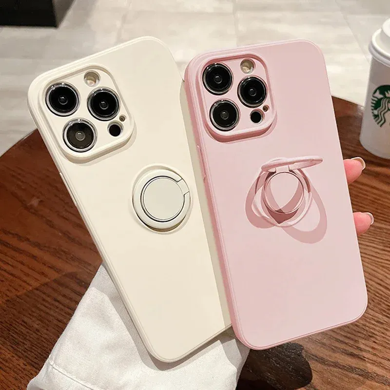 Luxury Liquid Silicone Magnetic Cases For iPhone15 14 13 12 11 Pro Max 14Plus Soft Covers With Ring Holder