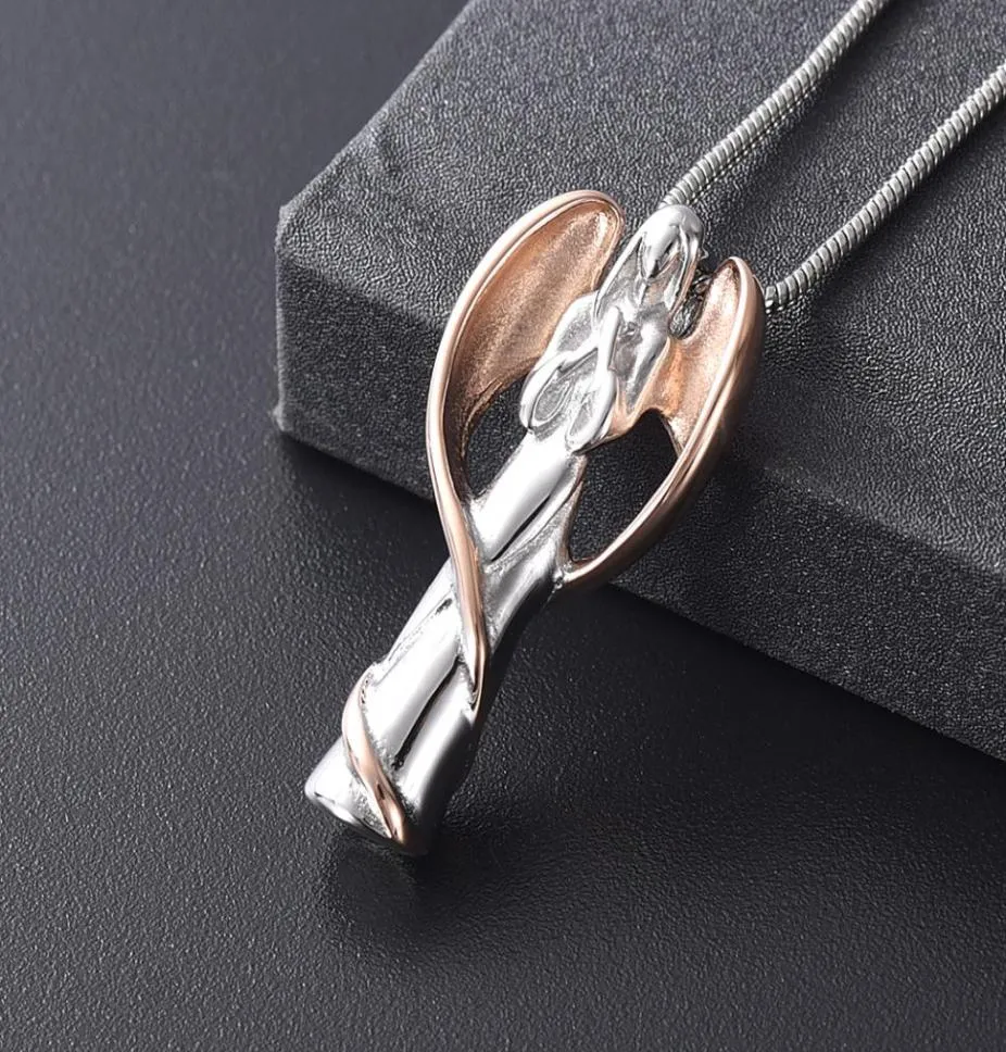 Bijoux de crémation de fée d'aile d'ange pour les cendres en acier inoxydable tenir les cendres de vos proches souvenir collier d'urne commémorative pour les femmes hommes Ur8557842