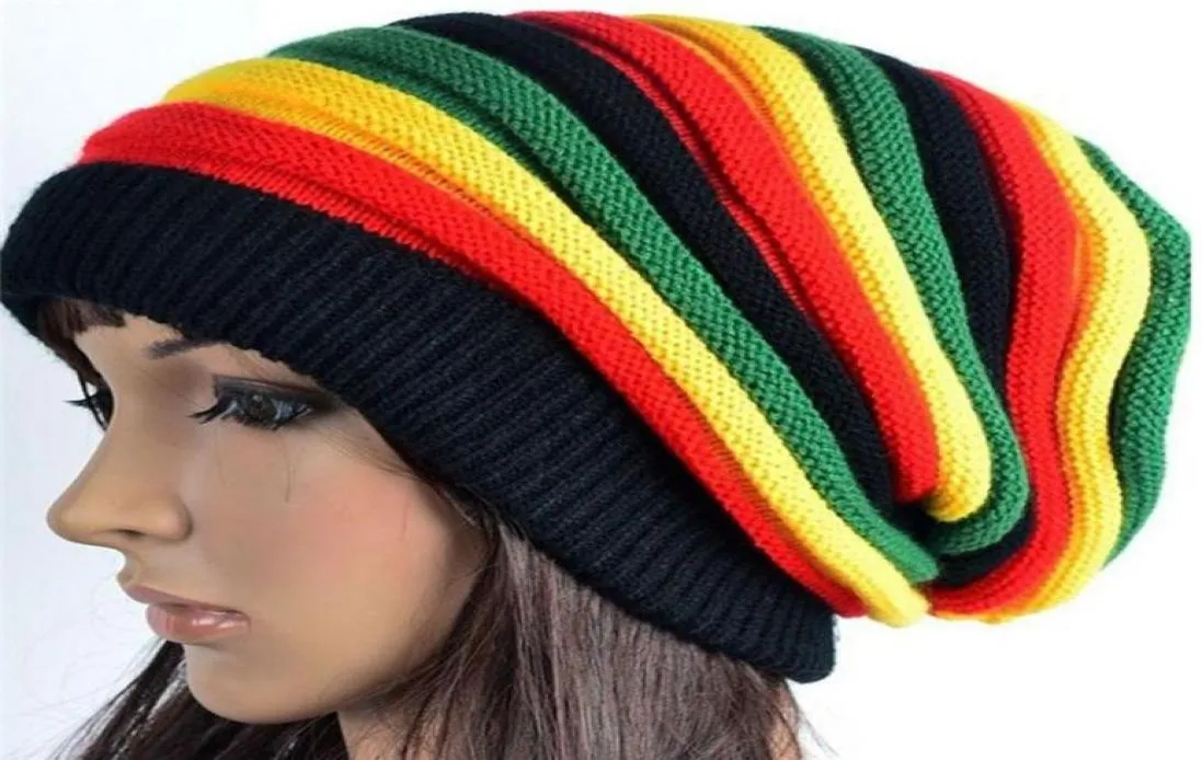 Jamaica Reggae Gorro Rasta Style Cappello Hip Pop Men039s Winterhüte Weiblich Rot Gelb Grün Schwarz Herbstmode Women039s K9908166