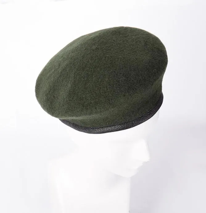 New British Army Beret Hat Type Officers Wool Mens Ladies Sailor Dance Beret Hat Cap Lined Leather Band3619172