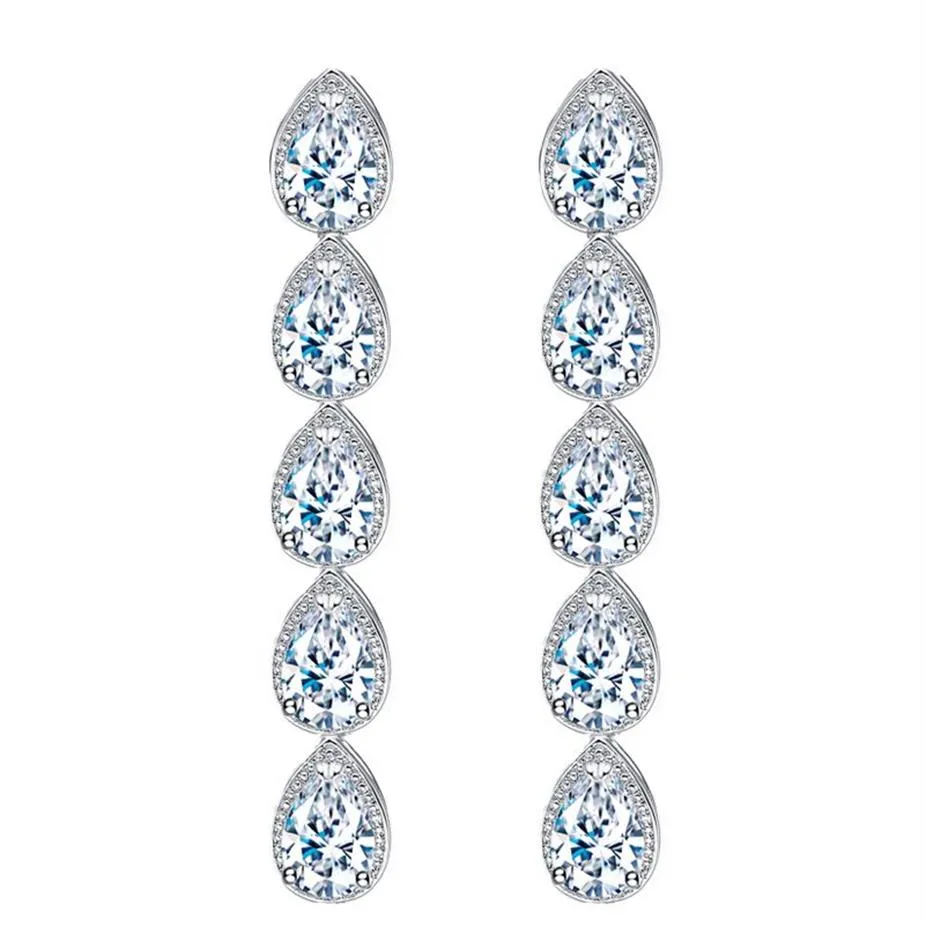 Luxe sieraden Lange Dangle Water Drop oorbel ontwerper voor vrouw Witte AAA Zirconia Oorbellen Koper 18k Gouden Diamanten Oorbel281V
