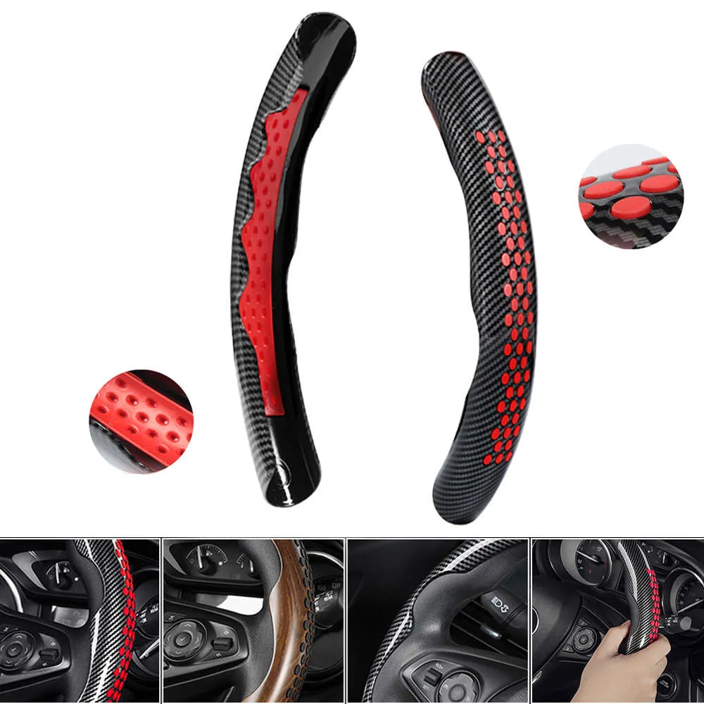 Couvre-Volant Voiture Fibre De Carbone Rouge – Housse Antidérapante 38 Cm, Confortable Toute L'Année, Protection Élégante Universelle