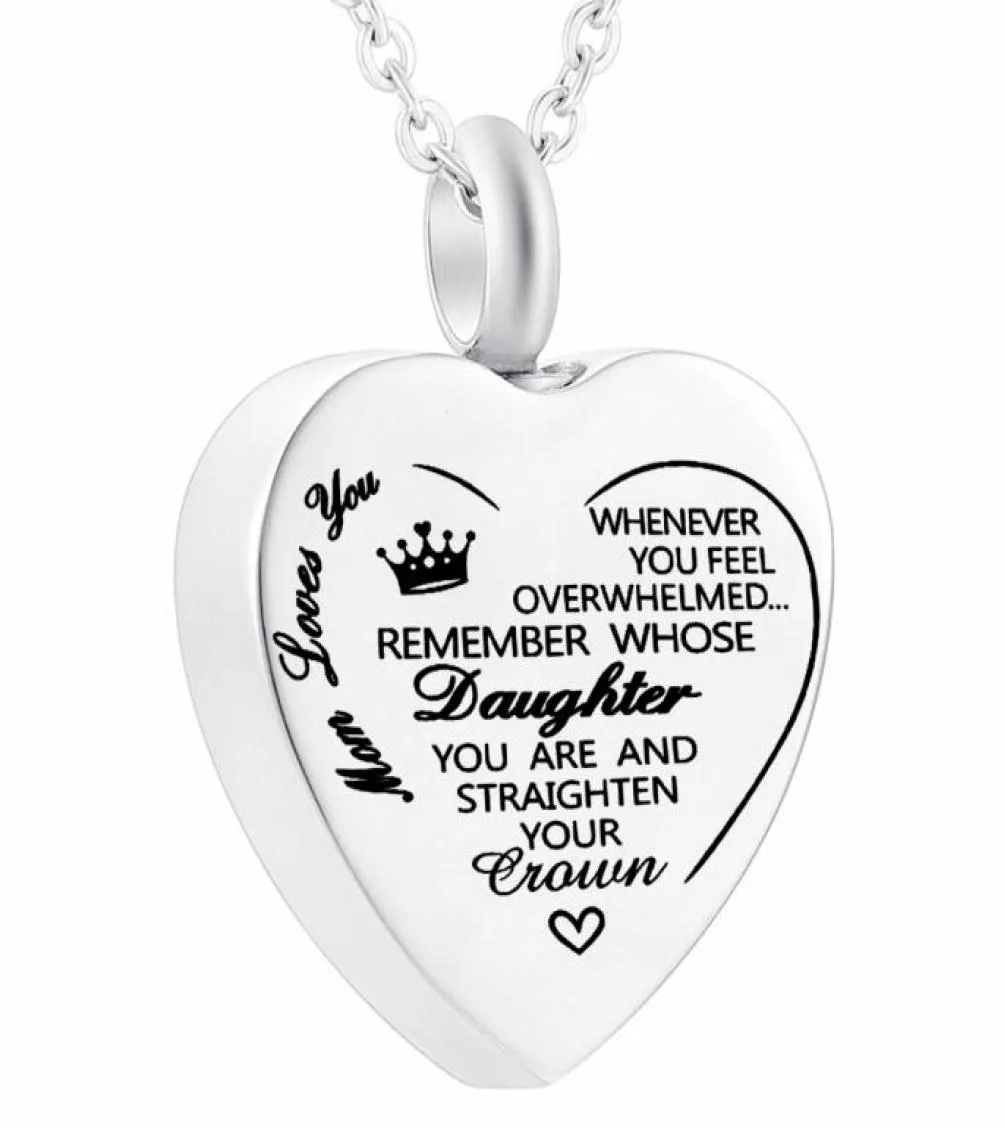 Whenever You Feel Overwhelmed Remenber Whose Daughter You Are Stainless Steel Necklace Urn for Ashes for Women Mom3140691