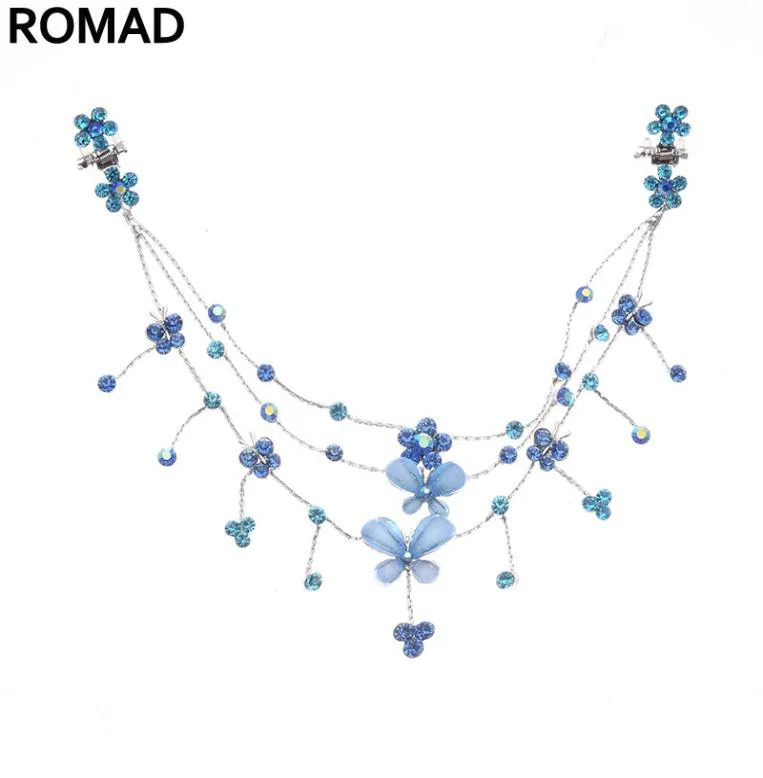 Moda kryształowy łańcuch głowy Kobiet frędzle kwiatowe łowienia włosów opaski do włosów nożygowe klip włosów biżuteria akcesoria ślubne 8139698