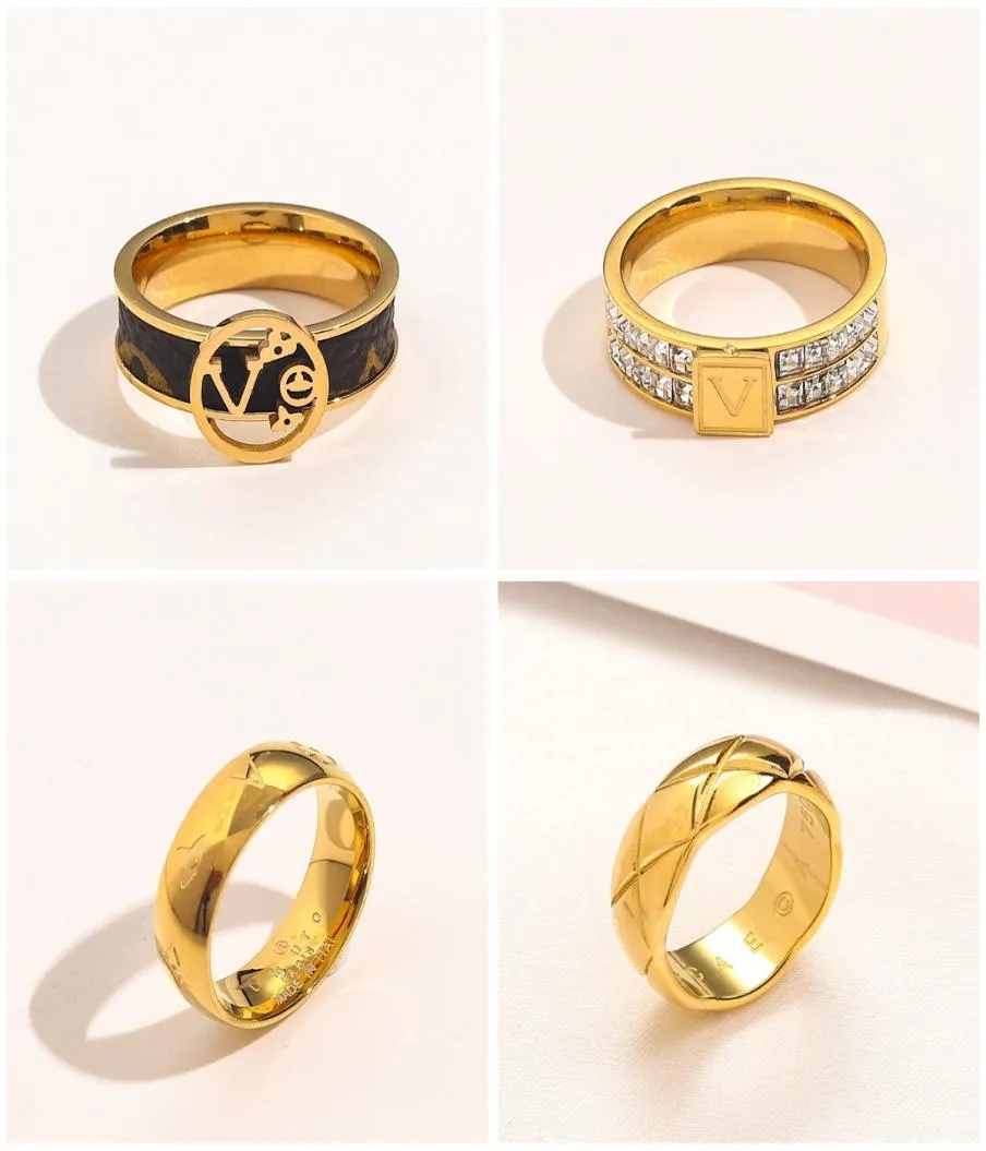 Anneau de créateur de luxe Fashiond Jewelry Goldplated Copper Diamond Alphabet Love Ring Brand Accessory Gift Rings Conçu pour 4315445