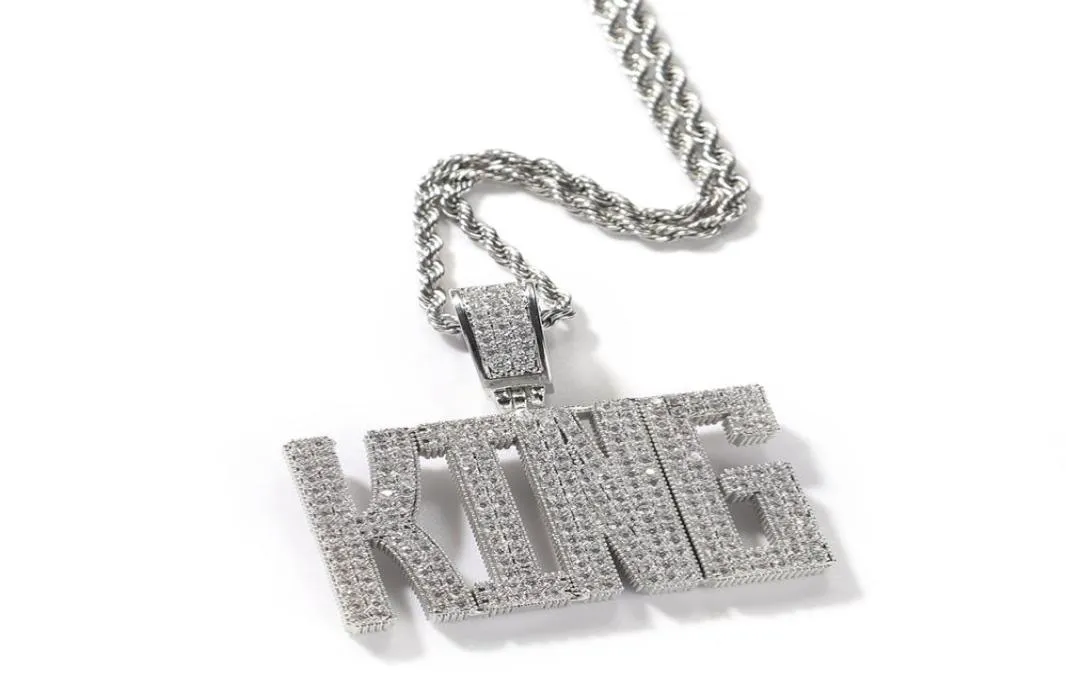 Solid Letters Anpassade Inledande Namn Halsband Personligt hänge med tenniskedja Iced Out Cubic Zircon Hiphop Jewelry4579787