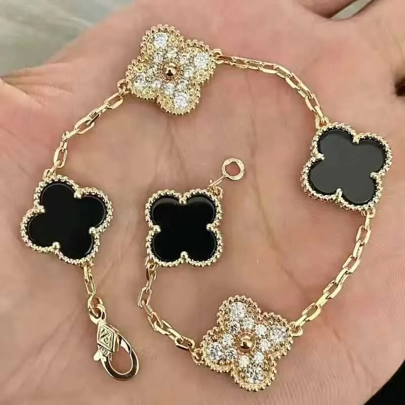 Van Clover Bransoletka Designer Jewlery Rose Gold Bracelets for woman luksus cztery liście urok z pudełkiem 11