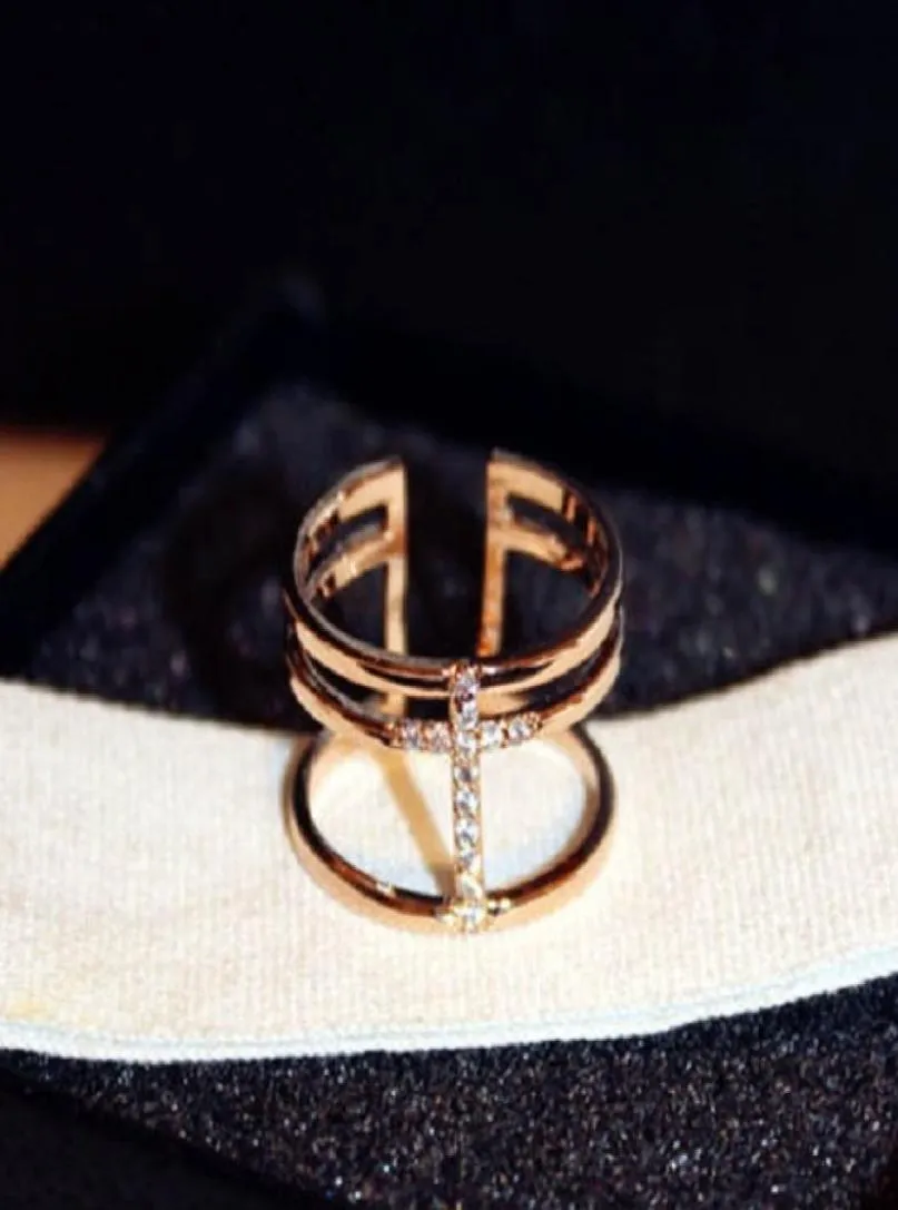Sparkle on luxury designer diamond zirconia geometric band ring for women girls us open adjustable fashion ring jewelry1002659