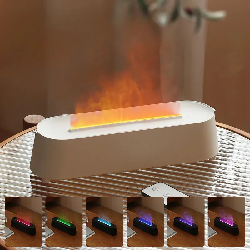 Essentialoljor Diffusorer Flame Arom Diffuser Electric 200 ml Aromaterapi Diffusor Ultraljud Aromatisk luftfuktare Hem USB -doftdiffusorer 231213