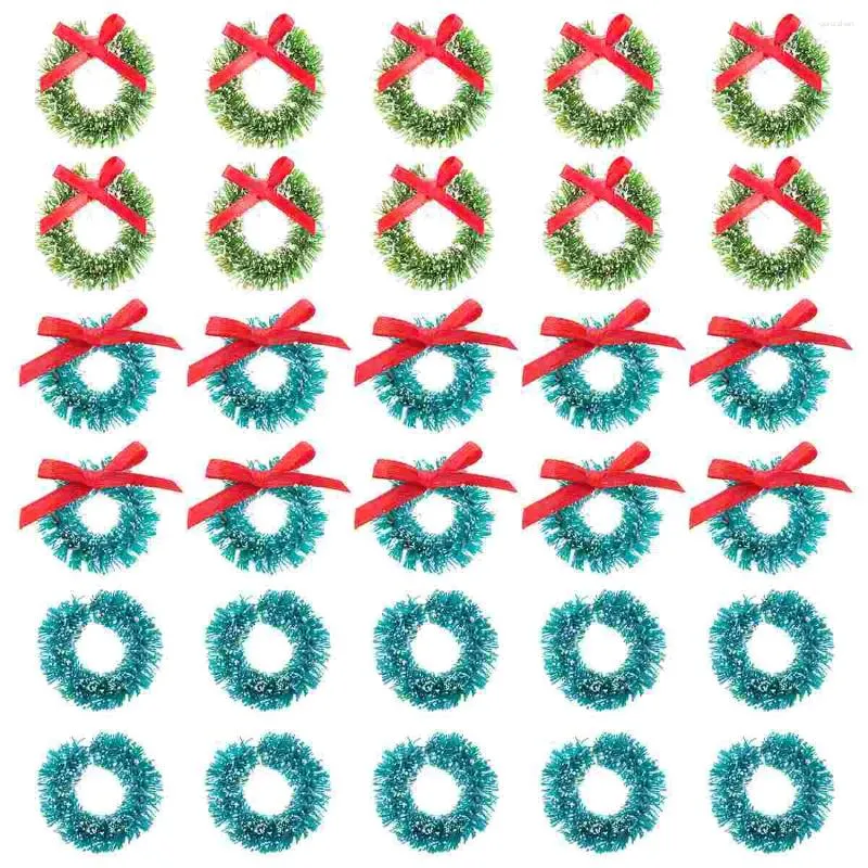 Dekorativa blommor 30st julkrans ring Xmas Tree Hanging Decoration Holiday Table Centerpiece