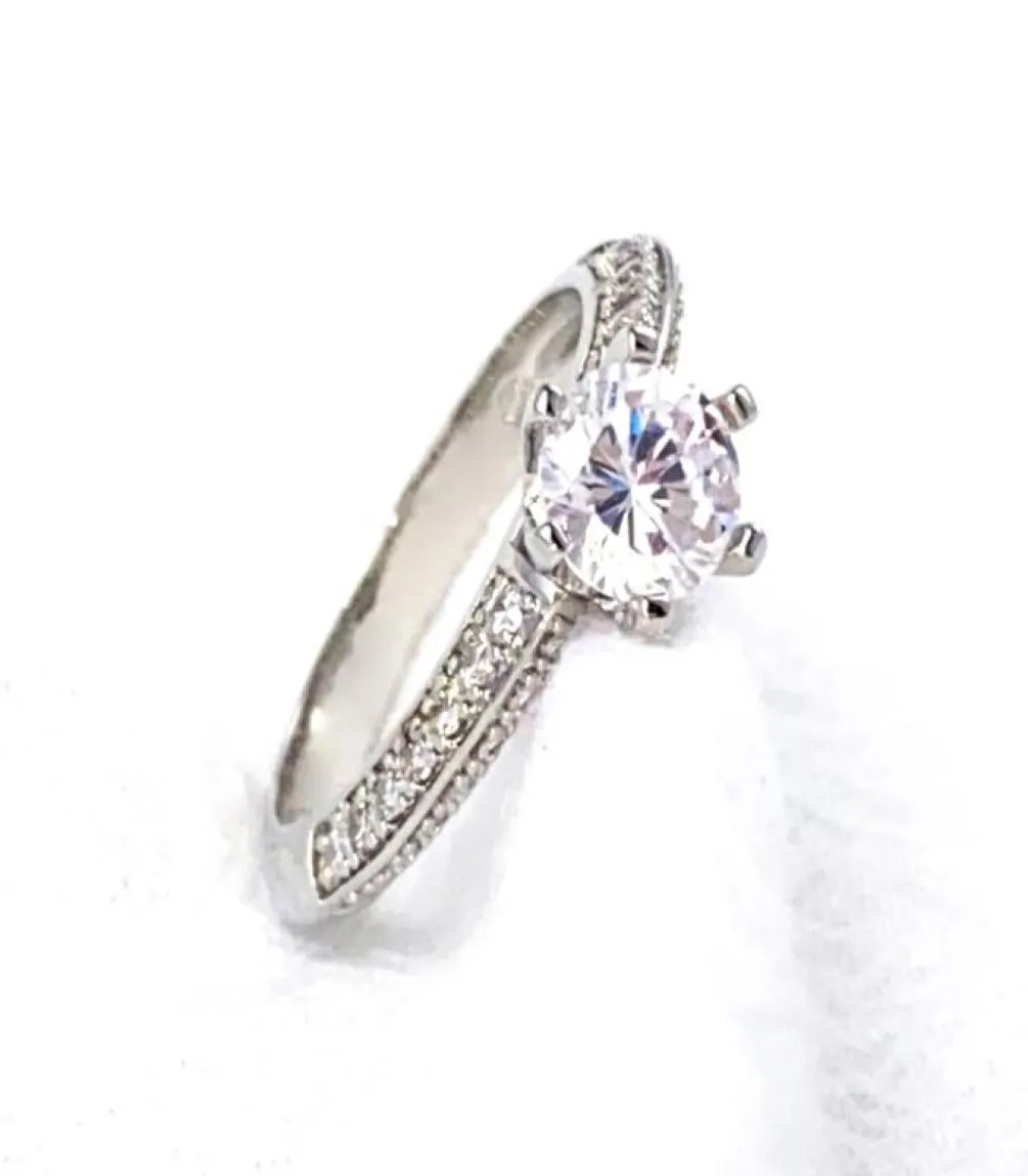 Design Eternal Promise Wedding Rings Woman Stainless Steel Prong Seting Zircon 18K Silver Ring for Women Engagement Love Charm BR4321430