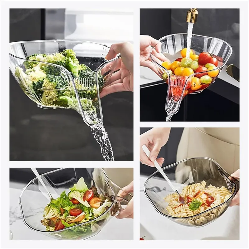 Multifunctional Drain Basket Household Vegetable Basin Washing Fruit Plate Strainer Basket Cleaning Gadget Kitchen Accessories