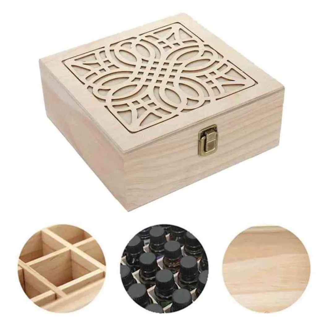 25 Slot Essential Oil Bottle Wooden Storage Box Case Display Organizer Holder Wood Perfume Aromatherapy Container Organizer 2103311124641