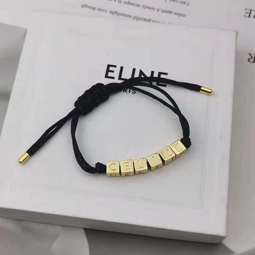 Saijia – Bracelet celi avec lettres carrées, corde noire, tempérament haut sens, lisse, simple, géométrique