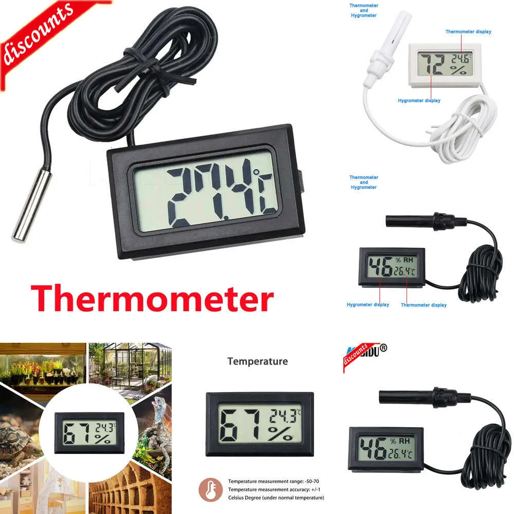 Novas outras peças de automóvel Mini tela Display Termômetro digital Umidade Termômetro interno Sensor de temperatura Medidor de umidade Medidor de instrumentos Cabo