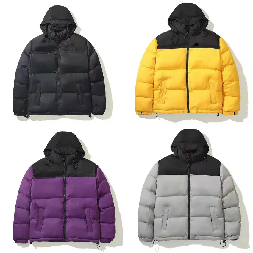 High down jacket men women puffer jackets letter printed hoodie Winter Warm Coats Womens Parka Coat fashion high street clothing size s-2xl black yellow purple