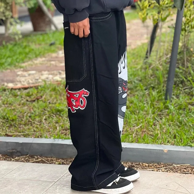 Y2K JNCO Jeans Baggy Wide Leg Pants Low Rise Loose Fit Cotton
